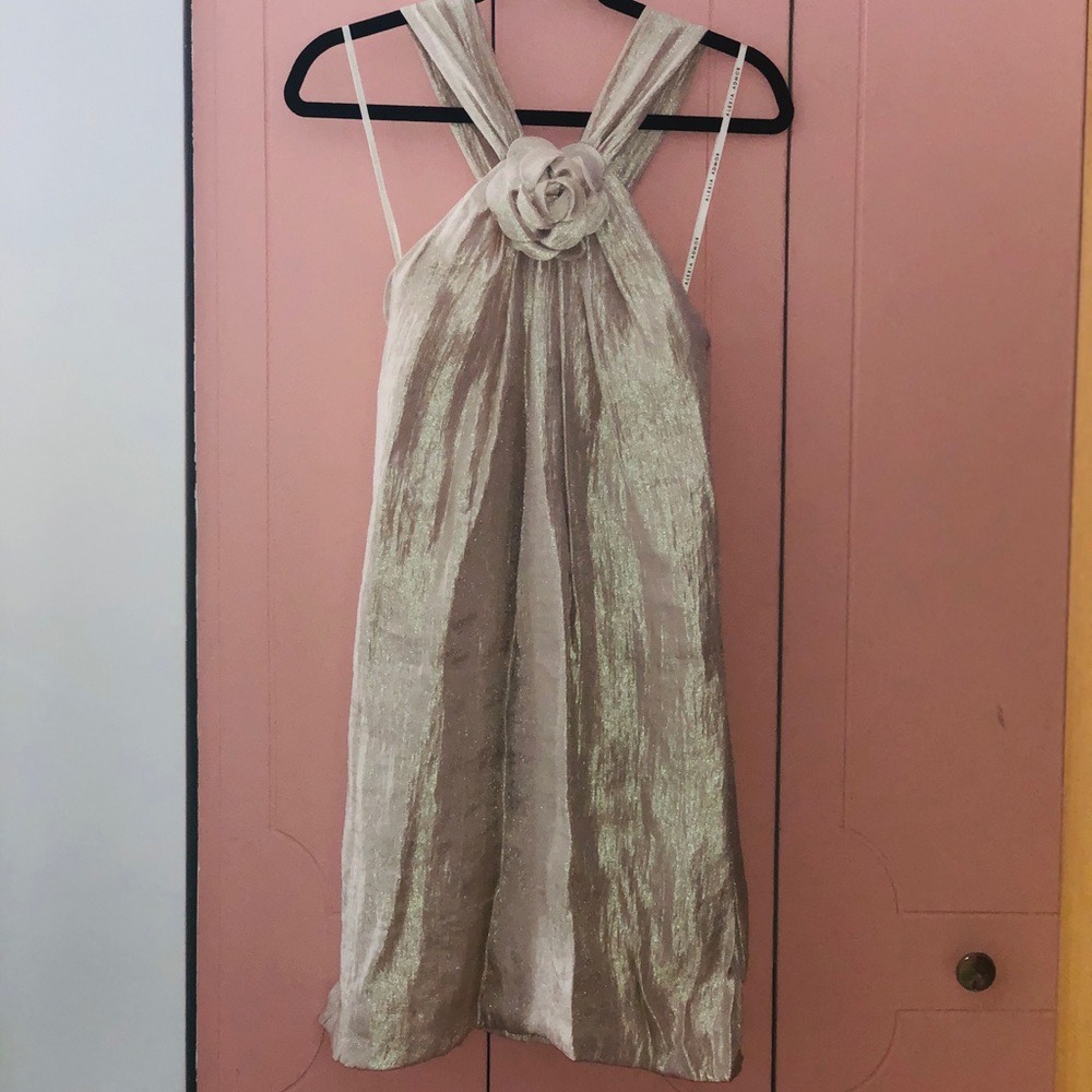 Alexia Admor hammered champagne satin swing dress
